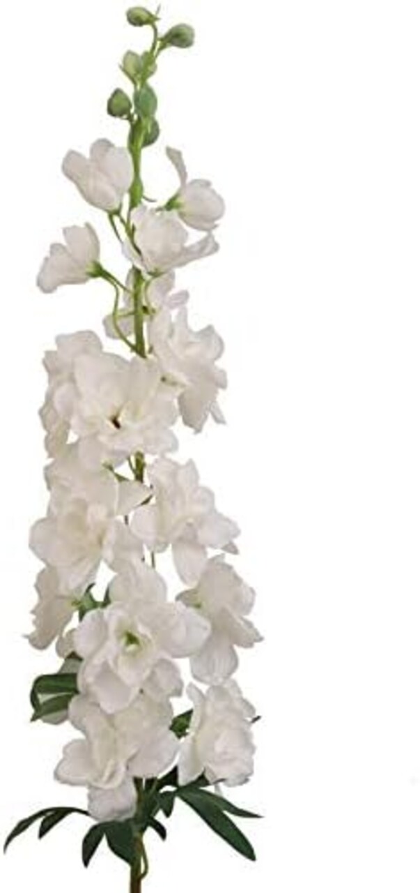 White 37" Delphinium Stem – Premium Silk, Realistic Artificial Flower Decor